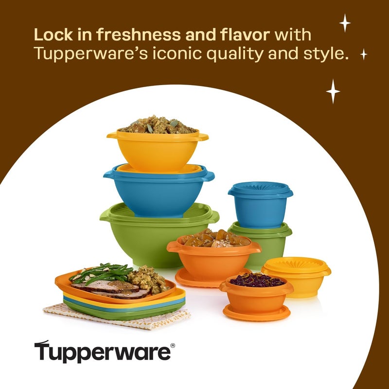 Tupperware مجموعة التراث الرجعية، مجموعة حاويات تخزين الطعام من الأطباق والأوعية بألوان رجعية، آمنة في غسالة الصحون وخالية من BPA - Image 5